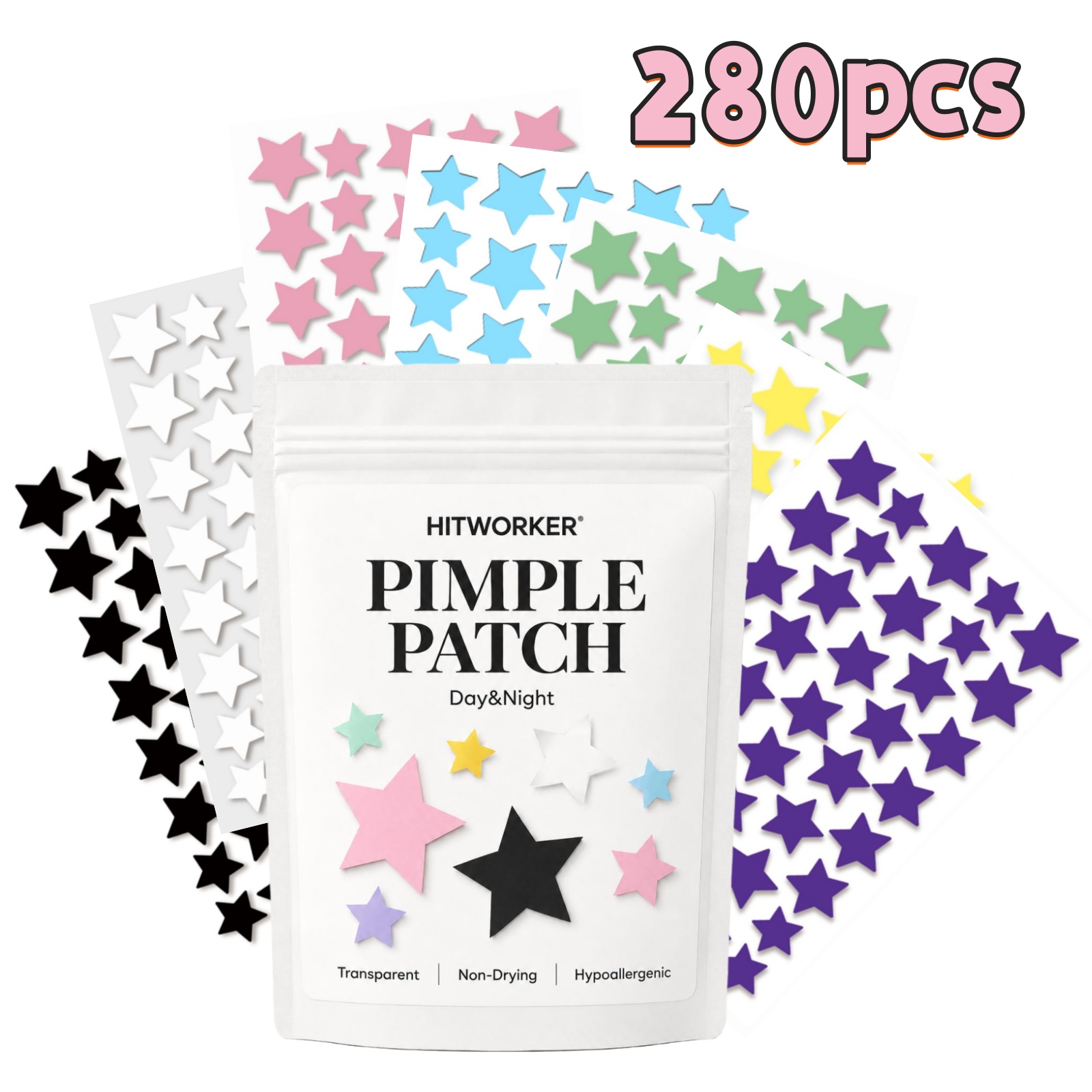 Face Oil - 280 Patchs Étoiles Arc-en-ciel Colorées pour